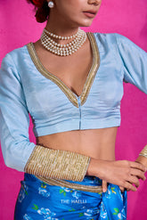 Raya Sky Blue Silk Blouse